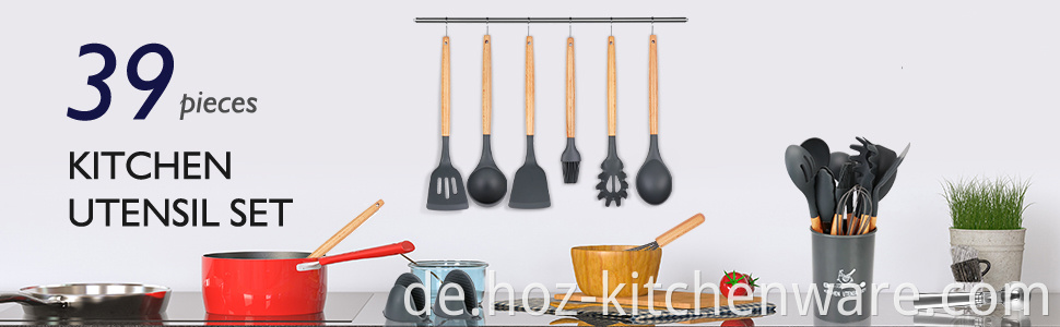 Super -Qualitätskitchen -Utensil Sets - 39 PCs Kochutensilien Lebensmittelqualität Silikon Hoz Küchenware